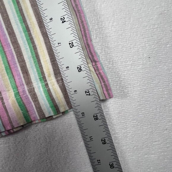Talbots Linen Capri Womens 4 Vertical Rainbow Stripe Wide Leg Button Beach Pants - Picture 14 of 15